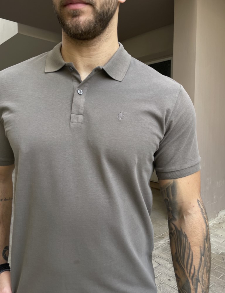 Ανδρική γκρι βαμβακερή κοντομάνικη μπλούζα Polo 4331B φωτογραφία